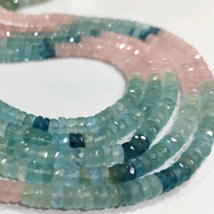 Natural Multi aguamarina morganita Rondelle facetado 4 a 6mm cuentas de piedras preciosas hebra 9,5 pulgadas de largo - Product Image 1