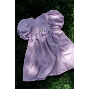 Vestido de lino suave bordado hecho a mano para niñas, estilo informal para el primer cumpleaños de niños pequeños, OEM hecho en Vietnam - Product Image 1