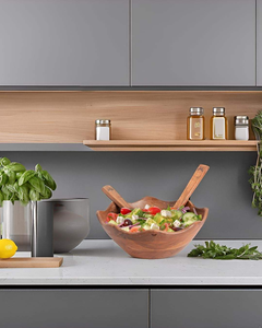 Bol de service en bois jetable écologique, design en bois personnalisé, artisanat, couleur marron, taille personnalisée, salade, artisanat Saniya - Product Image 4