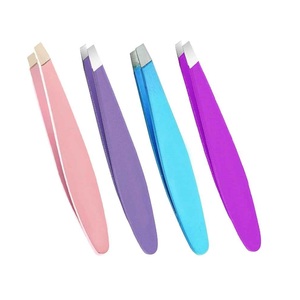 Mini pinzas de Material de acero inoxidable con etiqueta privada, pinzas para cejas de la mejor calidad, pinzas pequeñas para cejas con punta inclinada - Product Image 3