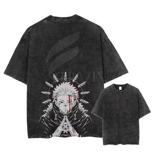 T-shirt surdimensionné pour homme personnalisé, lavage à l'acide, 100% coton, col rond uni, coupe classique, séchage rapide, respirant, manches courtes - Product Image 1