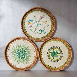 Plateaux de service ronds en nacre naturelle et écologique de haute qualité, mosaïque incrustée - Product Image 5