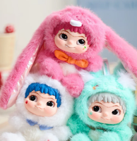 WAKUKU V2 Fuzzy Fox & Bunny Blind Box Porte-clés en peluche Kawaii Breloque de sac Cadeau mystère, Poupée de collection mignonne, Jouet d'anime tendance