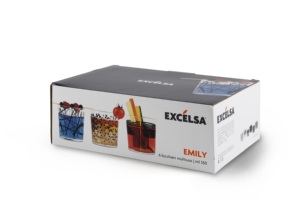 Durable Glass Drinkware Set of 6 Elegant Glasses 350 ml capacity Black Striped & Modern Design Transparent Emily By Excelsa - Product Image 6