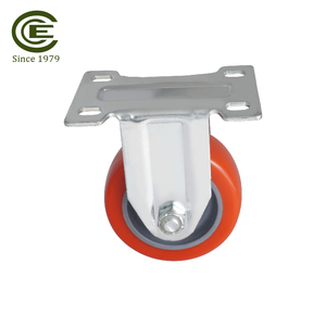 Rueda rígida de carro de 3 pulgadas con rueda roja de PU y rodamientos - Product Image 3