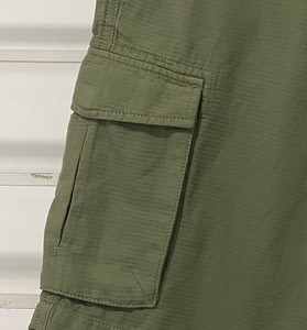 Short Cargo Dobby 100% coton délavé décontracté pour homme avec demi-pantalon respirant solide et demi-pantalon tissé à poches 3D - Product Image 5