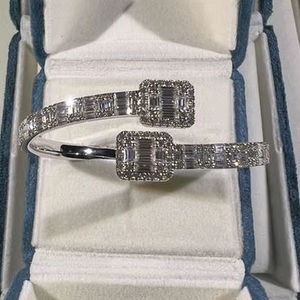 VVS Moissanite <b>Beaded</b> <b>Bracelet</b> with Baguette Stones Romantic Style Bangles or Wristbands - Product Image 1