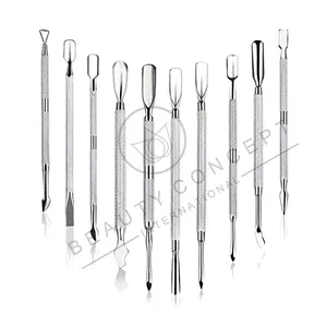Empujador de cutículas de uñas de acero inoxidable de doble punta profesional Herramienta de manicura y pedicura sostenible - Product Image 1