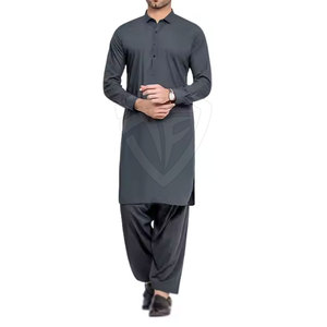 Luxe Hommes Shalwar Kameez Vêtements traditionnels pakistanais Tissu en coton Prêt à porter Vente en gros - Product Image 1