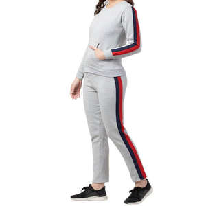 K_T Trajes de 2 piezas para mujer Sudadera con cuello redondo Sudadera con hombros regulares y pantalones para correr Trajes Conjunto de chándal - Product Image 3