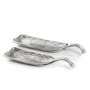 <b>Gold</b> Plated Metal Leaf <b>Tray</b> with Set of 2 Home Decorative Tableware Sweets and Cake Serving Plate Fancy Dinnerware <b>Tray</b> - Product Image 2