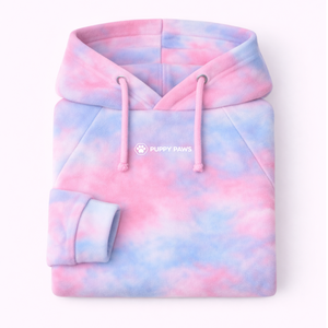 เสื้อฮู้ดดี้กำมะหยี่สำหรับสุนัข สีชมพู-ฟ้า ลายมัดย้อม เนื้อผ้านุ่ม ขนฟู สวมใส่สบาย อุ่นสบาย เหมาะสำหรับสุนัขขนาดกลางถึงใหญ่ ใส่ได้ในช่วงฤดูหนาว - Product Image 6