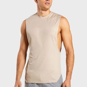 Débardeurs de sport décontractés pour hommes 100% Coton Respirant Infroissable Tissu tricoté 180g Marque privée Stringers Grandes tailles - Product Image 4