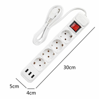 Multiprise de type allemand standard EU pour prises haute puissance 3/4/5 Prises d'extension Interrupteur de lumière avec 4 multiprises USB