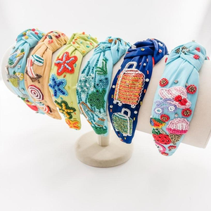 Diadema de Flores con Cuentas de Colores con Diseño de Bordado a Mano, Diadema de Bordado con Cuentas de Semillas Hecha a Mano para un Look Moderno - Product Image 4