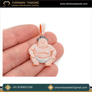 Diseño personalizado totalmente helado 925 Plata Sumo luchador deportes Collar personalizado Hip hop laboratorio crecido diamante Bling colgantes regalo - Product Image 3