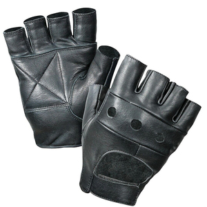 CUERO REAL UNISEX HOMBRE MUJER DEDO MENOS CONDUCCIÓN BICICLETA DEPORTE GIMNASIO GUANTES DE CICLISMO - Product Image 1