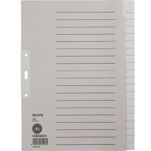 Leitz A4 Recycled Grey Rope Paper <b>Binder</b> <b>Dividers</b> with 20 Sheets - Product Image 1