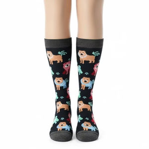 Chaussettes pour femmes en tricot respirant, coton et polyester, imprimé numérique, douces, extensibles, pour un usage quotidien, vente en gros, approvisionnement OEM - Product Image 3