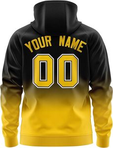 Custom Embroidered Gradient Zip Corduroy Windproof Men's Fleece Jacket Black Yellow Team Name Number Personalized Baseball - Product Image 2