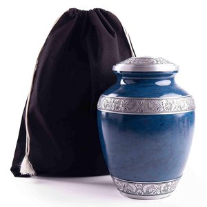 Blue Aluminium Human Ashes Adult Memorial Urn Funeral Cremation Urns <b>Large</b> Handcrafted - Product Image 5