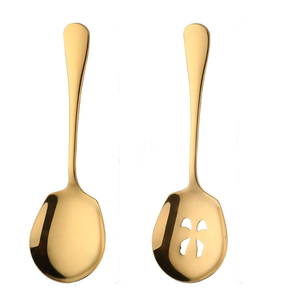 ชุดช้อนส้อมมีด้ามยาวทำจากทองเหลืองสกิมเมอร์วัสดุทองเหลือง - Product Image 5