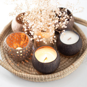 Ensemble de bougies à arôme naturel, vente en gros, bougies de luxe dans des bols en coquille de noix de coco avec emballage sans déchets, boîtes cadeaux - Product Image 5