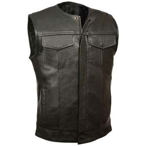 Breathable High Quality <b>Black</b> Leather Waistcoat for <b>Men</b> Plus-Size Sleeveless Winter Heated Motorcycle <b>Vest</b> with Front Pockets - Product Image 1