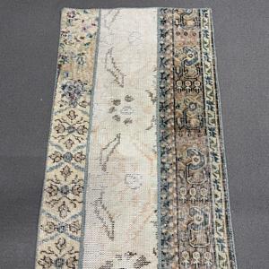 พรมตุรกี, พรมวินเทจขนาด 1.8x7.3 ฟุต, พรมขนสัตว์สีขาวล้วน - Product Image 3