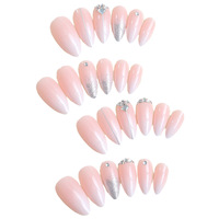 Ongles en gel ABS de style français, application sur les doigts, ongles artificiels, colle, kit de manucure, 24 pièces, fournitures pour ongles pré-conçues