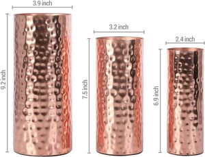 Modern <b>Copper</b> Tone Metal Tabletop Floor <b>Vase</b> Hammered Design Cylinder Shape for Home & Wedding Floral Decor Floral <b>Vase</b> - Product Image 3