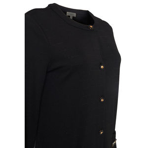 <b>Black</b> Knitted <b>Long</b> <b>Cardigan</b> <b>with</b> Embroidered <b>Pockets</b> for Spring Autumn Winter - Product Image 2