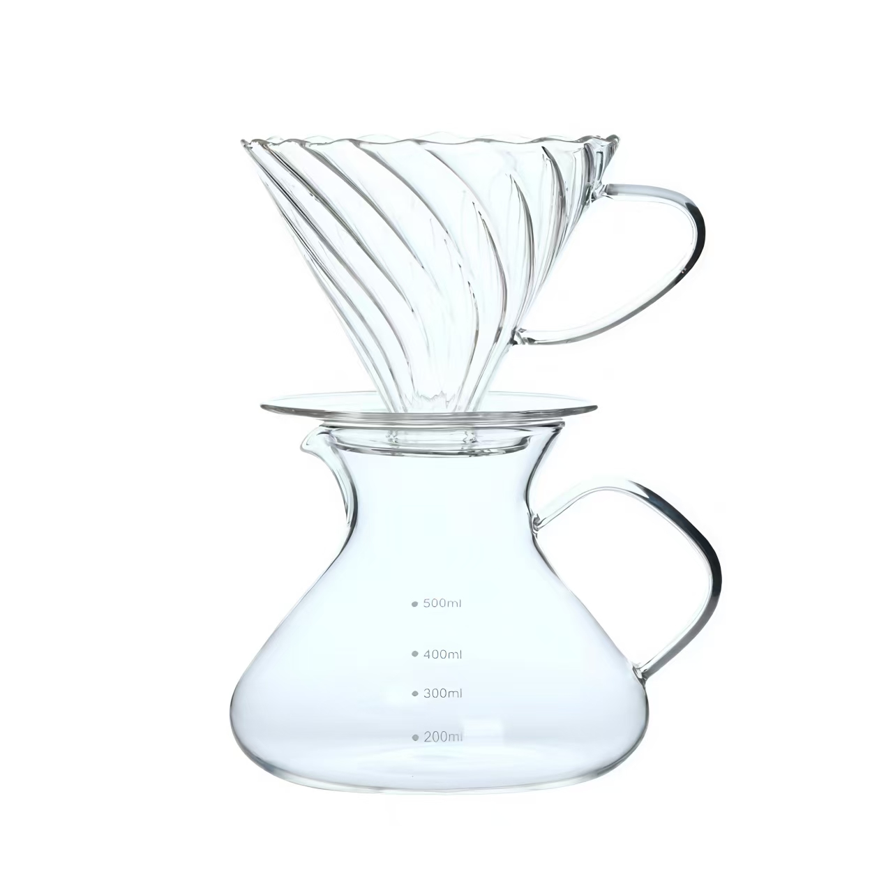 Spiral Heat-Resistant Double Wall Glass coffee filter for professional manual brewing