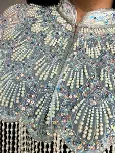 ชุดชั้นในสไตล์เบอร์เลสก์ประดับด้วยเลื่อมลูกปัดที่สง่างามบรามีความยาวถึงพื้นประดับด้วยไข่มุกตามธรรมชาติสำหรับช่วงเทศกาลคลับ - Product Image 3