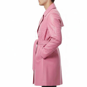 Best Material Made <b>Men</b> Leather Coat Low Moq Breathable Casual Wear <b>Men</b> Leather Long Coat In Stock - Product Image 5