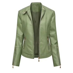 Chaqueta de Cuero Genuino para Mujer, Textura Suave, Ajuste Elegante, Impermeable, Relleno de Algodón, Diseño que Combina con Cualquier Estilo, para Uso Diario - Product Image 4