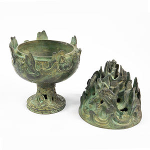 Pembakar Dupa Antik Perunggu Bo Shan Tradisional Cina Buatan Tangan Dekorasi Rumah Vintage - Product Image 4