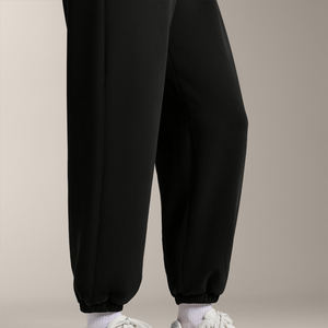 Pantalones deportivos de forro polar negro para mujer, gruesos, cálidos, informales, con cintura elástica, pantalones de invierno, suaves, cómodos, de ajuste relajado y elegante - Product Image 4