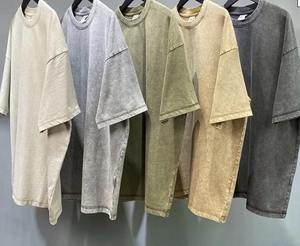 Surdimensionné Vintage t-shirts pour hommes coton lavage à l'acide t-shirt solide coupe ample t-shirts entraînement Gym t-shirt basique décontracté hauts t-shirts - Product Image 6