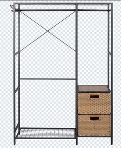 Estante de ropa de metal con cajones de almacenamiento de ratán para aplicación en interiores BeNK - Product Image 4