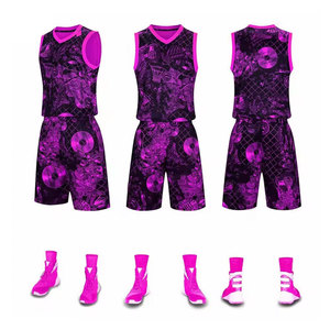 Nouveauté Tissus respirants personnalisés 100% polyester, vêtements de sport en gros, basket-ball unisexe réversible imprimé par transfert de chaleur - Product Image 5