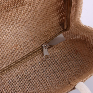 Sac de shopping réutilisable en jute écologique imprimé sur mesure de qualité supérieure, avec cordon de serrage, motif rayé, vente en gros - Product Image 5