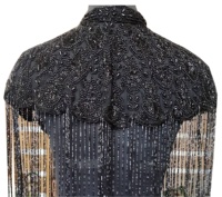 Clásico Exclusivo Vintage Negro Bordado a Mano con Cuentas y Lentejuelas, Flecos Densos, Malla Transpirable, Ecológico, Talla Grande, Primavera