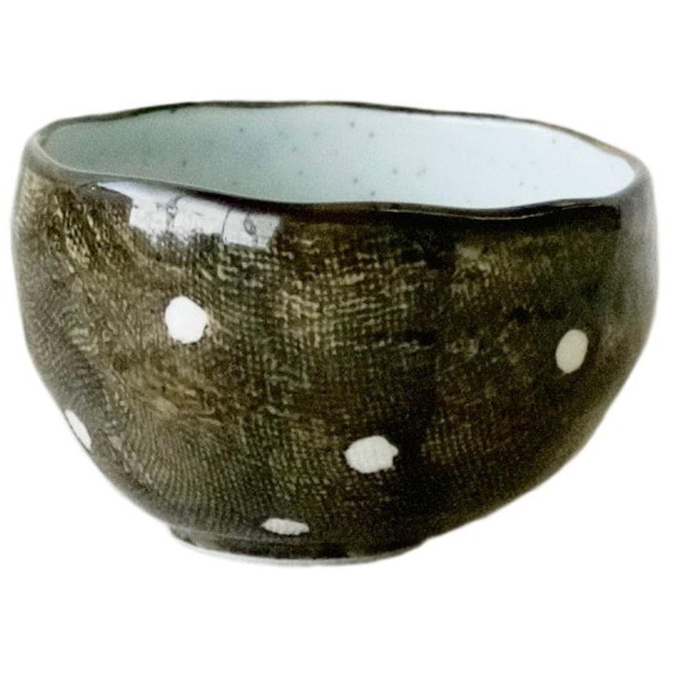 Tea cup bowl 9.5cm / Brown dots  #TH-596