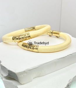 Brazalete de Diseño con Incrustaciones de Hueso, Joyería Unisex Elegante, Engaste de Bisel de Primera Calidad, Regalo para Ocasiones Especiales, para Comercio Minorista de Moda - Product Image 1