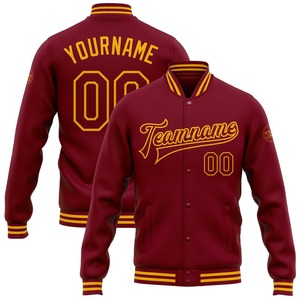 Vente en gros dans l'industrie directe, blouson décontracté pour l'hiver rouge et blanc personnalisé, veste Letterman universitaire à snap complet - Product Image 6