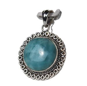 Handcrafted Larimar Sterling <b>Silver</b> 925 Wrap Pendant <b>Necklace</b> Men's Drop Shape Natural Healing <b>Crystal</b> Stones Bezel Setting - Product Image 6