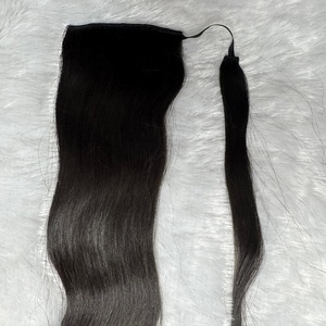 100% réel Remy indien Extension de cheveux Clip-In queue de cheval tissage Texture ondulée simple cheveux dessinés extrémités - Product Image 2