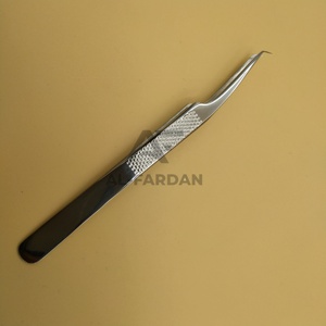 Pince à épiler pour extensions de cils à pointe en fibre de 90 degrés, finition polie miroir, motif à pois, en acier inoxydable – Meilleure vente - Product Image 2