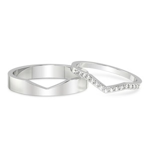 Slender Pair Diamond Band Set Lab Grown Diamond 0.17 Ct Tw 14K Solid Gold FG Color VS Clarity 15 Diamond Matching Ring Duo - Product Image 2